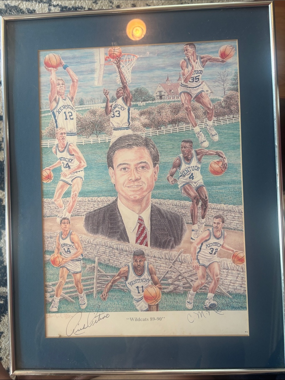 Kentucky Wildcats Framed Team Print - signed and number. Signed Pitino/Newton